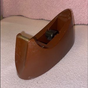 VNTG Scotch tape dispenser brown heavy good condition office work desk